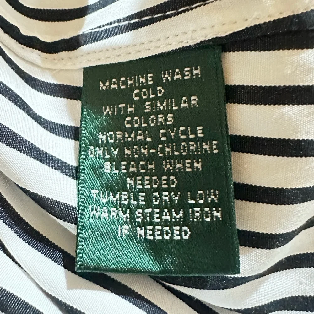 Lauren Ralph Lauren Two Tone White/Black Stripe Cotton Button Down Shirt Size 2X - Picture 11 of 12